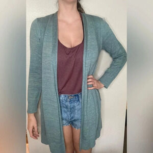 Soft Surroundings Cozy Teal Long Cardigan Size Medium